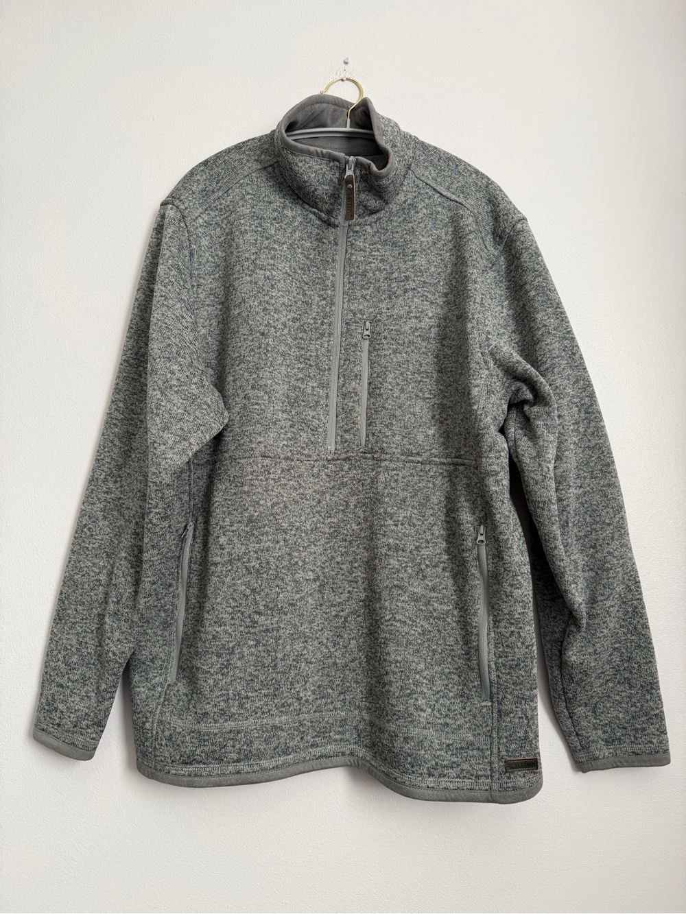 Smith’s Workwear Men’s L Gray Sweater Fleece 1/4 Zip Pullover Pockets - Picture 2 of 11
